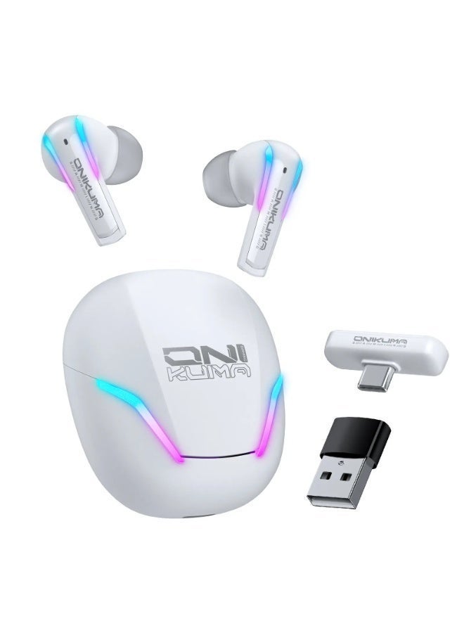 Onikuma T27 Dual‑Mode Gaming Earbuds (2.4 G + Bluetooth) –Multicolor - Image 1